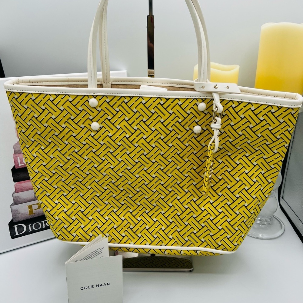 Cole Haan Yellow and White Geometric Tote